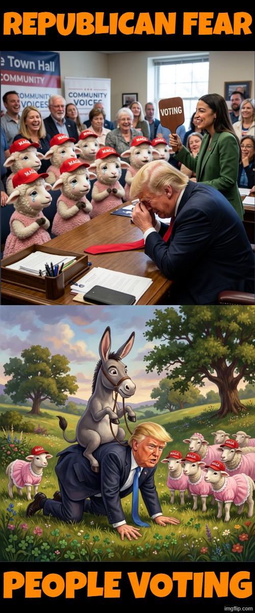 REPUBLICAN NIGHTMARES! | republican fear; people voting | image tagged in donald trump,republicans,aoc,democrats,vote,voting | made w/ Imgflip meme maker