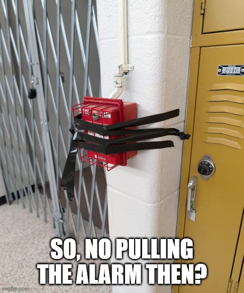Gonna Tape That Right On There | So, no pulling the alarm then? | image tagged in they-freaking-duct-taped-it-v0-uyyepegdxq0h1 webp | made w/ Imgflip meme maker