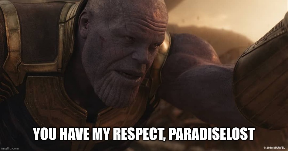 You have my respect | You have my respect, paradiselost | image tagged in you have my respect | made w/ Imgflip meme maker