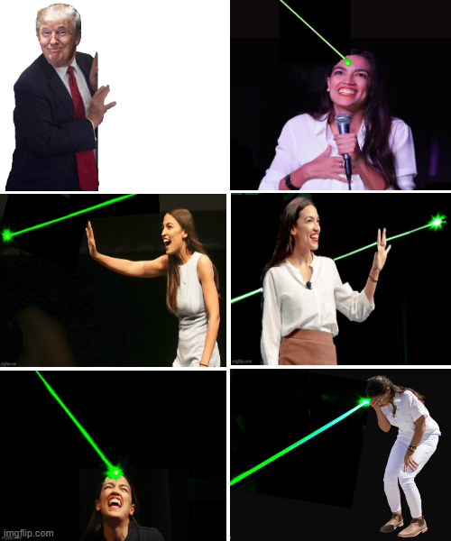 Trump gets AOC to chase a laser beam Blank Meme Template