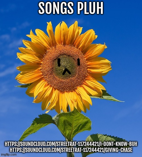 forgor to post these | songs pluh; https://soundcloud.com/streetrat-117244421/i-dont-know-buh
https://soundcloud.com/streetrat-117244421/giving-chase | made w/ Imgflip meme maker