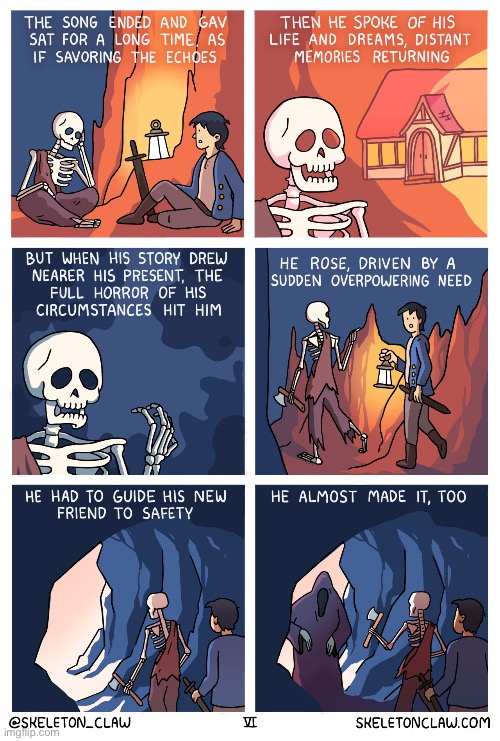 “Gavric’s Tale” - Pt. 6 | image tagged in comics,skeleton claw,gavrics tale,part six,adventure,memories | made w/ Imgflip meme maker