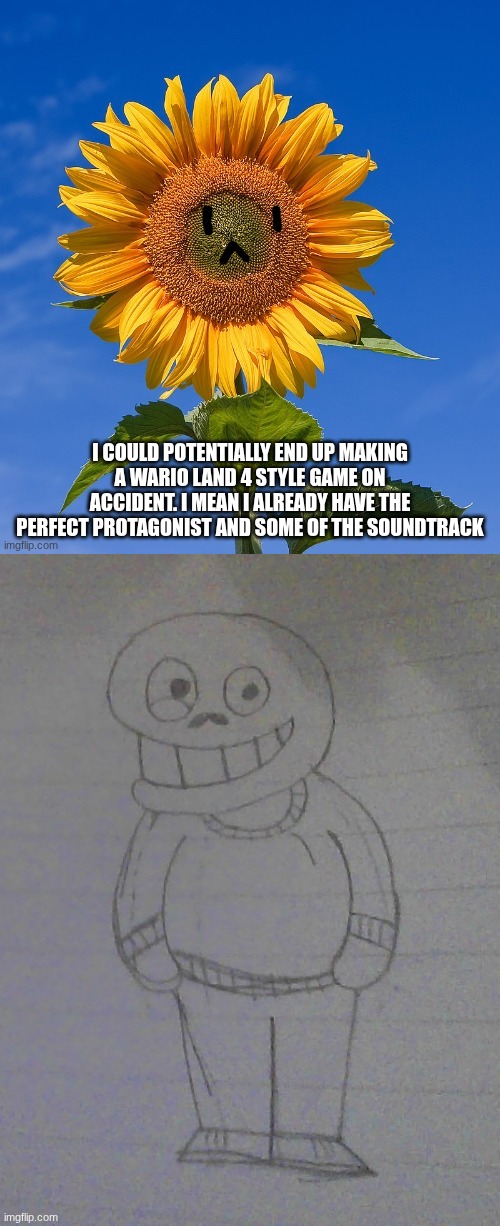 give your thoughts on this and if I should do it or not | I could potentially end up making a wario land 4 style game on accident. I mean I already have the perfect protagonist and some of the soundtrack | made w/ Imgflip meme maker