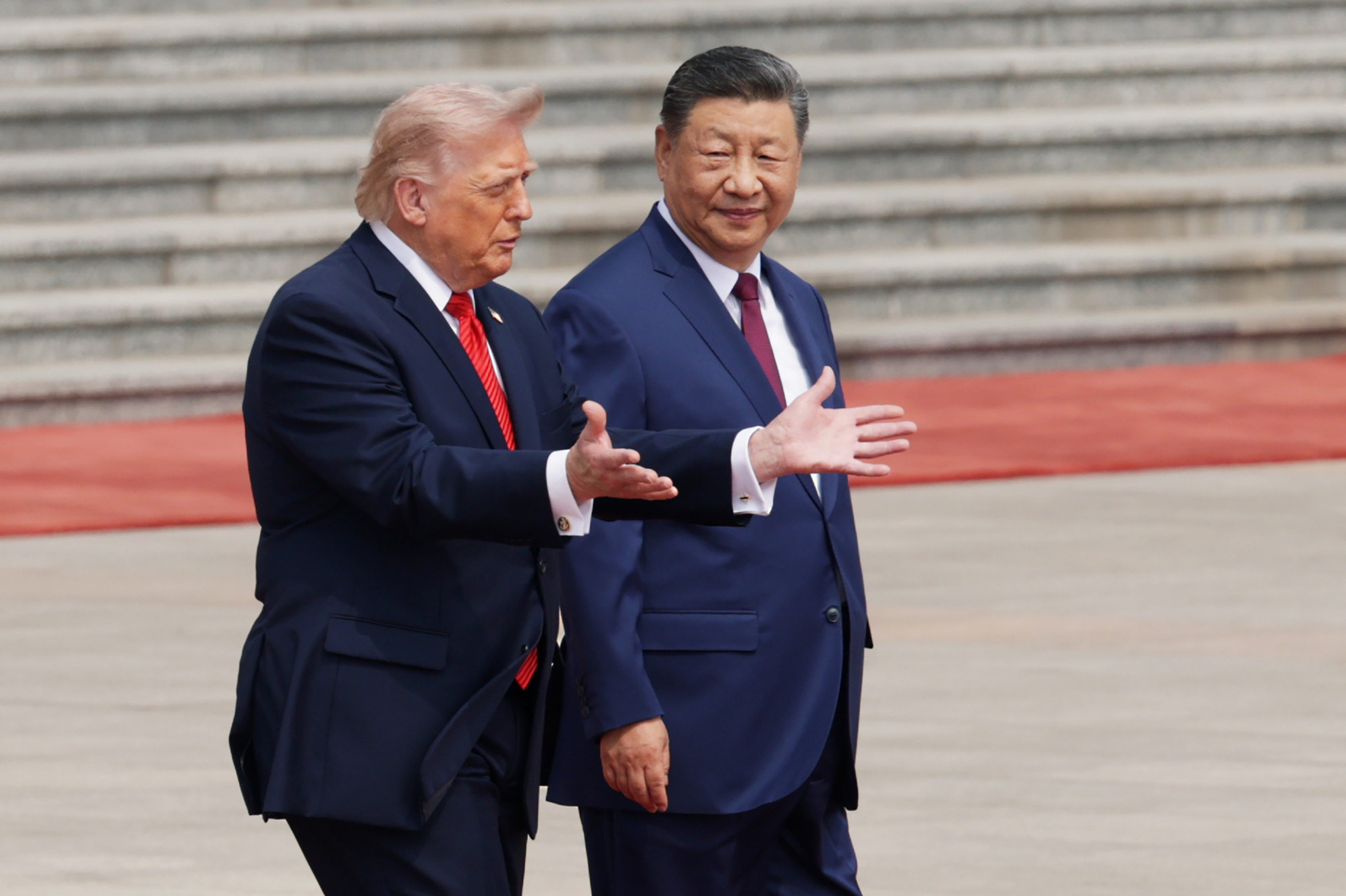 Trump with Xi hands open Blank Meme Template