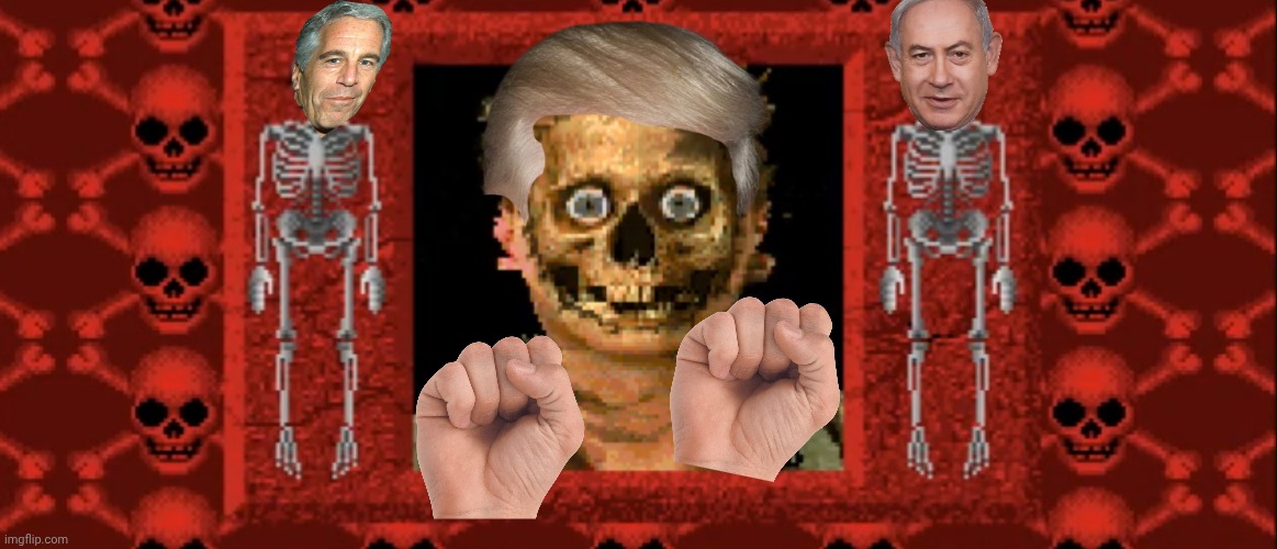 Donnie Trump owner of hell | image tagged in creepy skeleton | made w/ Imgflip meme maker