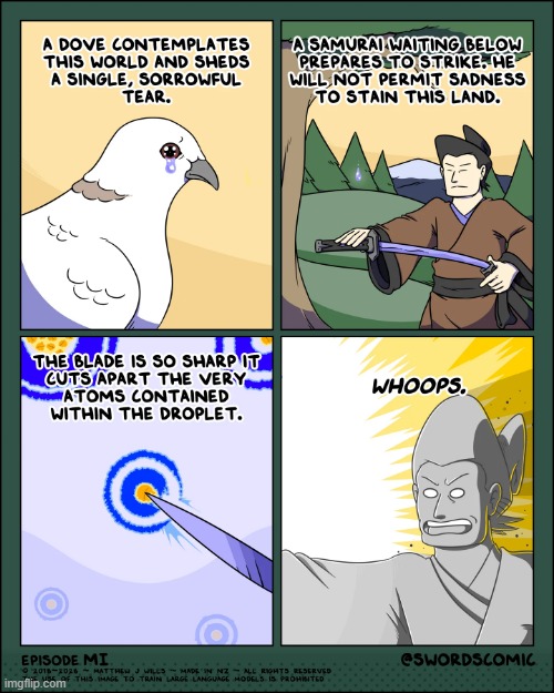 We now step forth into Season 9 of Swords! | image tagged in swords,samurai,dove,tear,atoms,explosion | made w/ Imgflip meme maker