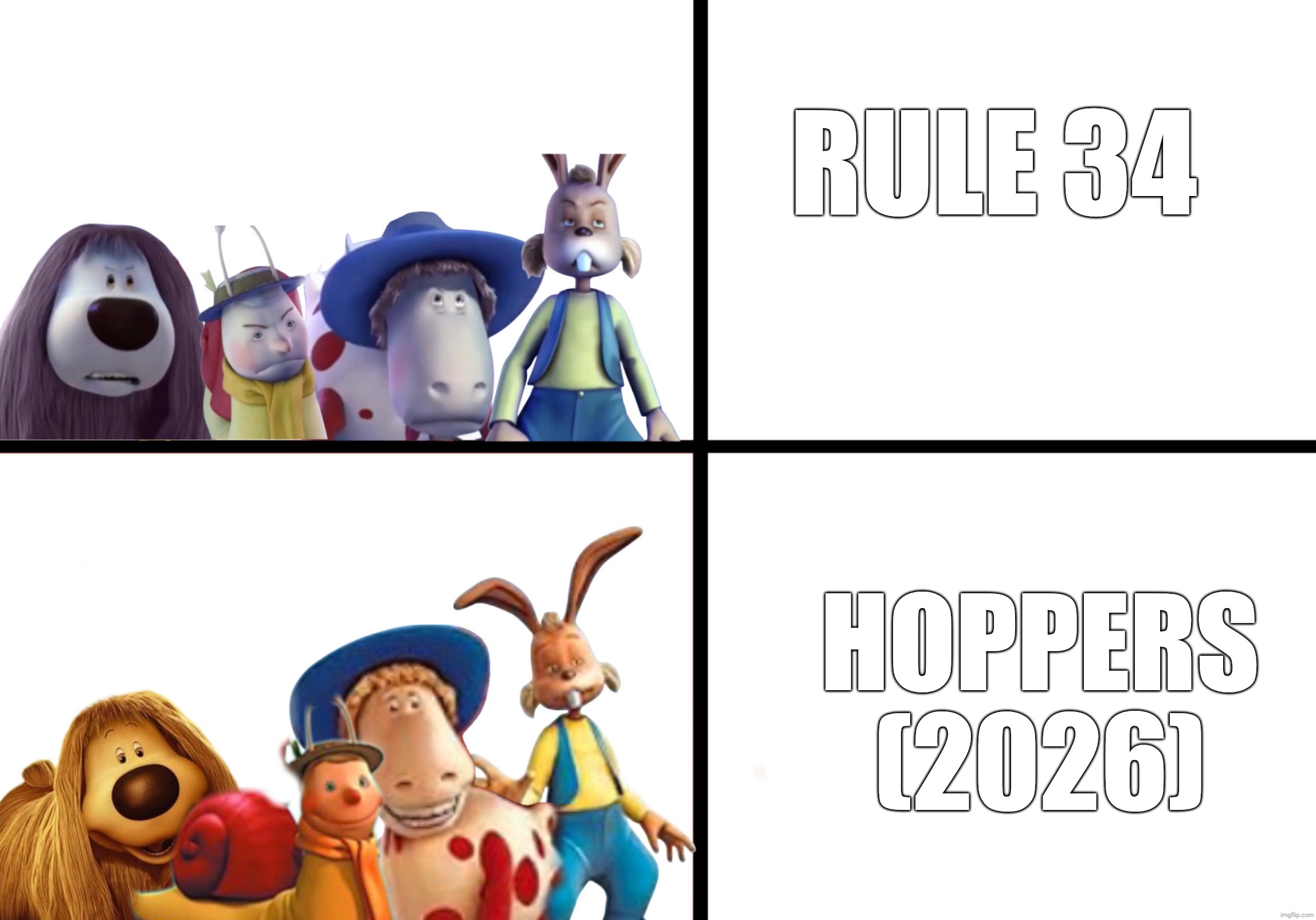Dougal And His Friends Likes hoppers (2026) and Hates rule 34 | Rule 34; Hoppers (2026) | image tagged in dougal and his friends likes/hates,uk,france,hoppers,rule 34,the magic roundabout | made w/ Imgflip meme maker