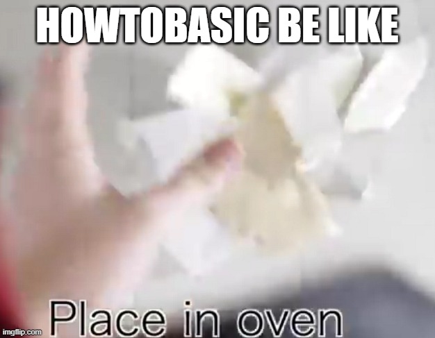 HOWTOBASIC | howtobasic be like | image tagged in place in oven howtobasic | made w/ Imgflip meme maker