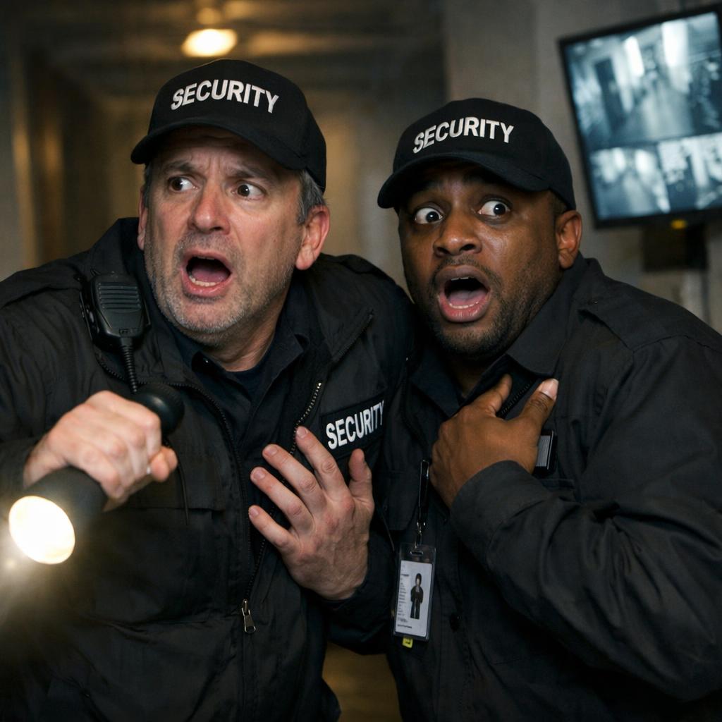 frightened security guards Blank Meme Template