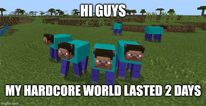 Don't even dare judging | Hi guys; My hardcore world lasted 2 days | image tagged in me and the boys,minecraft,hardcore | made w/ Imgflip meme maker