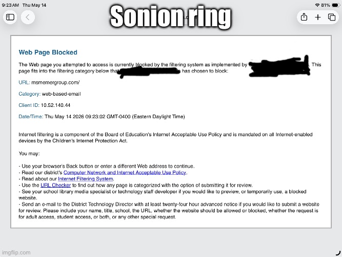 And how is imgflip not blocked? | Sonion ring | image tagged in memes | made w/ Imgflip meme maker