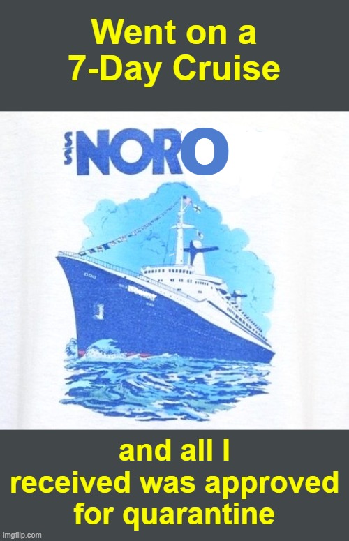 My Own Private Sail | Went on a 7-Day Cruise; o; and all I received was approved for quarantine | image tagged in not,another,virus,pandemic,cruise ship,hell | made w/ Imgflip meme maker