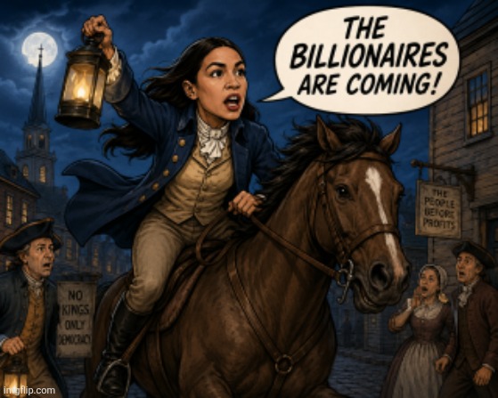 She said the Revolution was fought against Billionaires | image tagged in crazy aoc,american revolution,paul revere | made w/ Imgflip meme maker