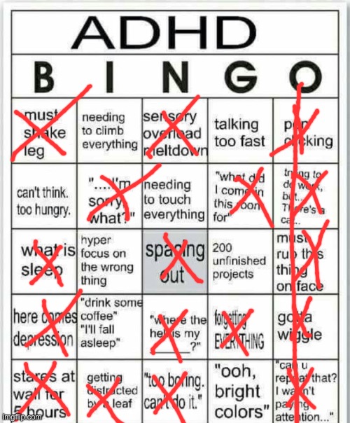 adhd bingo | image tagged in adhd bingo | made w/ Imgflip meme maker
