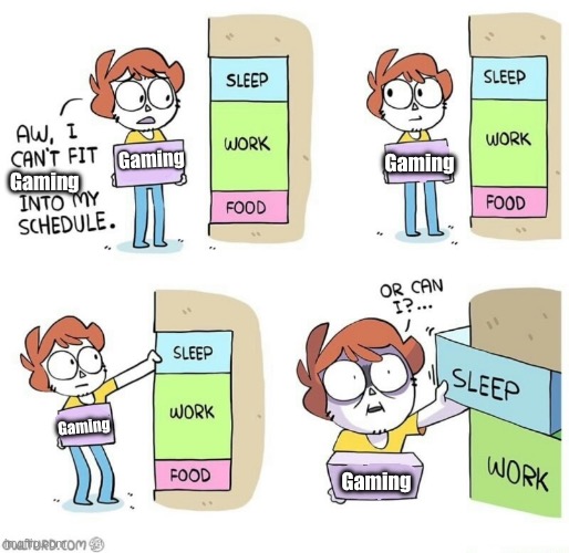 @person.who.is.hated’s schedule | Gaming; Gaming; Gaming; Gaming; Gaming | image tagged in or can i,memes | made w/ Imgflip meme maker