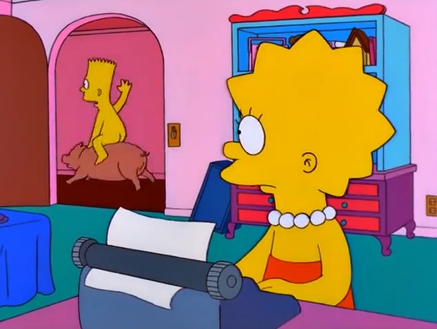 Bart riding a pig Blank Meme Template