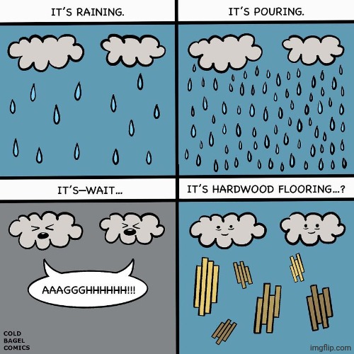 Hardwood flooring | image tagged in rain,raining,cloud,clouds,comics,comics/cartoons | made w/ Imgflip meme maker