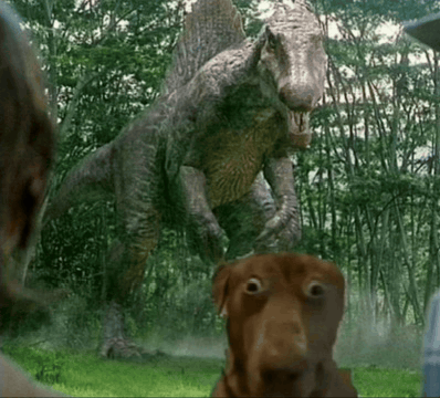 Dog with dinosaur Blank Meme Template