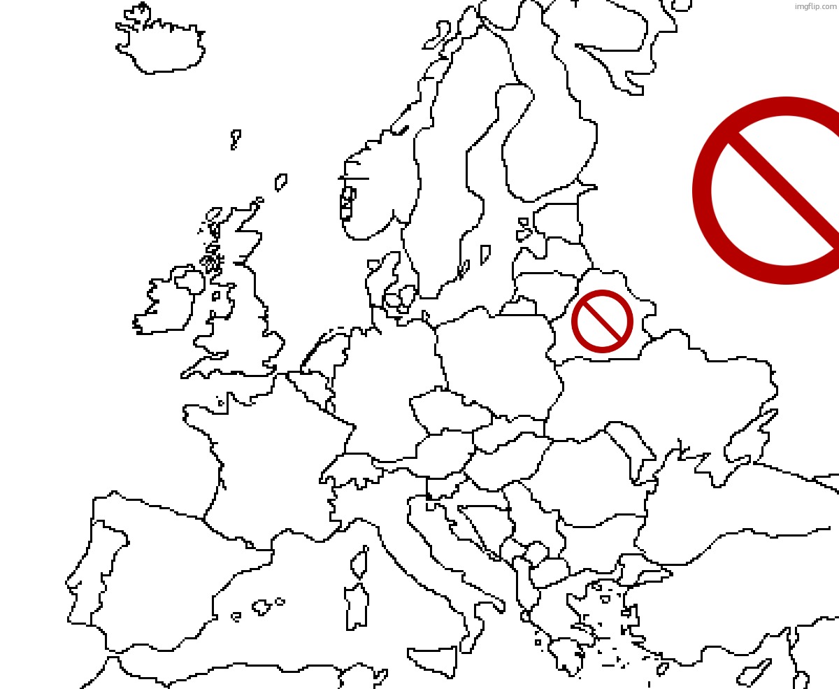 All countries banned in the olympic games. | image tagged in europe map | made w/ Imgflip meme maker