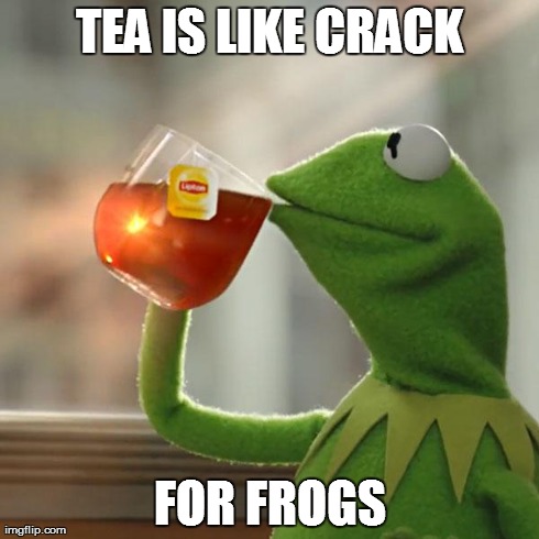 Tea is like crack | TEA IS LIKE CRACK FOR FROGS | image tagged in memes,kermit the frog,drinking,kermit tea,crack | made w/ Imgflip meme maker