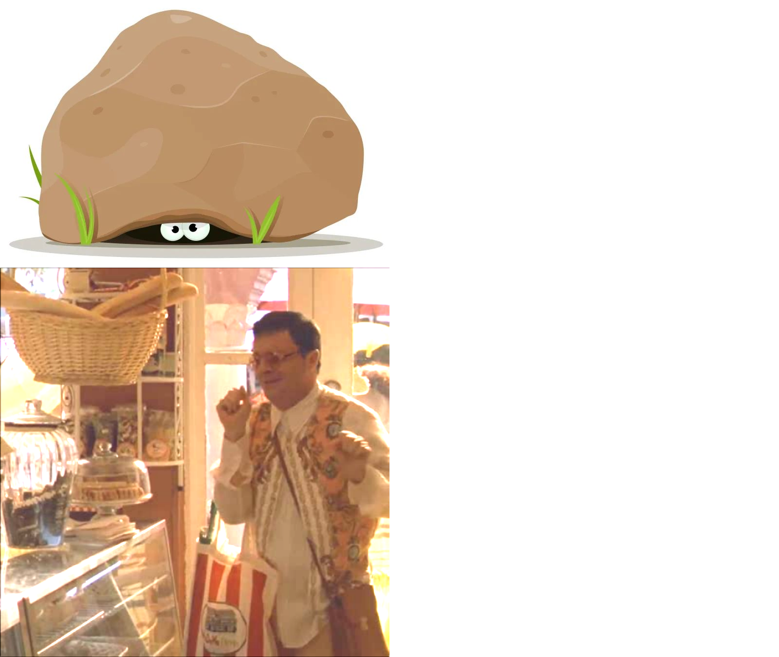 Under a rock vs out and about Blank Meme Template