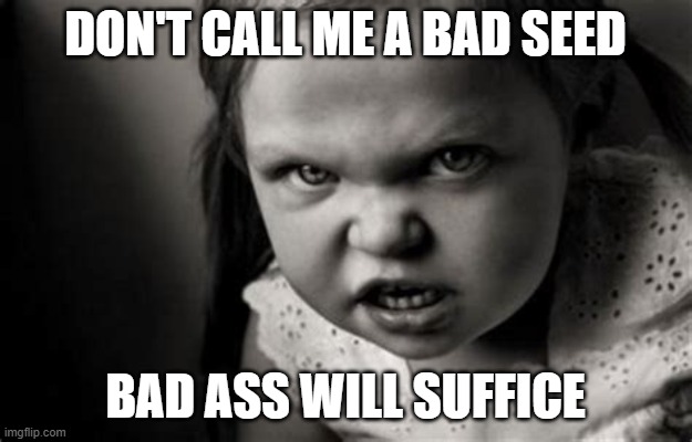 Alice Malice | don't call me a bad seed; bad ass will suffice | image tagged in memes,alice malice,bad seed | made w/ Imgflip meme maker
