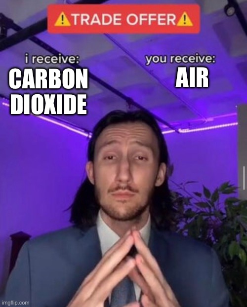 Plants be like | Air; Carbon dioxide | image tagged in i receive you receive | made w/ Imgflip meme maker