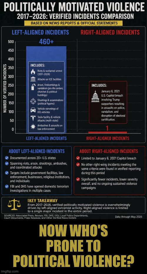 Now Who's Prone To Political Violence? | Now who's prone to political violence? | image tagged in memes,politics,who,more,political,violence | made w/ Imgflip meme maker