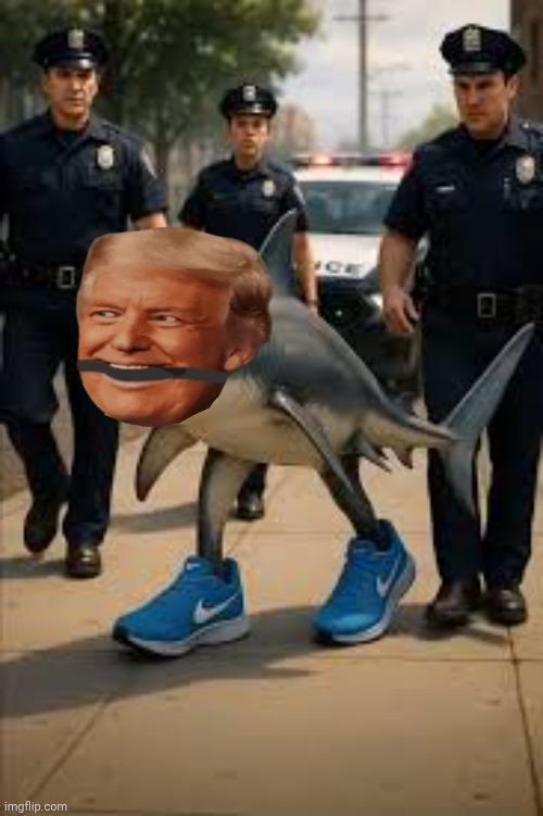 Tralalero Trump | image tagged in tralalero tralala getting arrested | made w/ Imgflip meme maker
