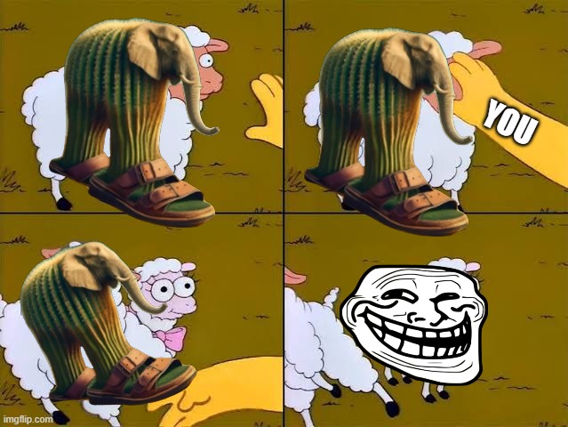 Sheep, cartoon, Simpsons, | you | image tagged in sheep cartoon simpsons,anti brainrot,memes,troll face | made w/ Imgflip meme maker