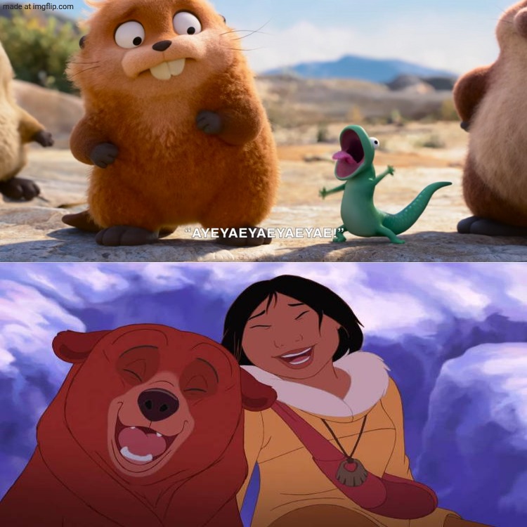 tom lizard making silly noises made Kenai and Nita Laughs | image tagged in tom lizard making silly noises made who laugh,deviantart,brother bear,hoppers,disney,pixar | made w/ Imgflip meme maker