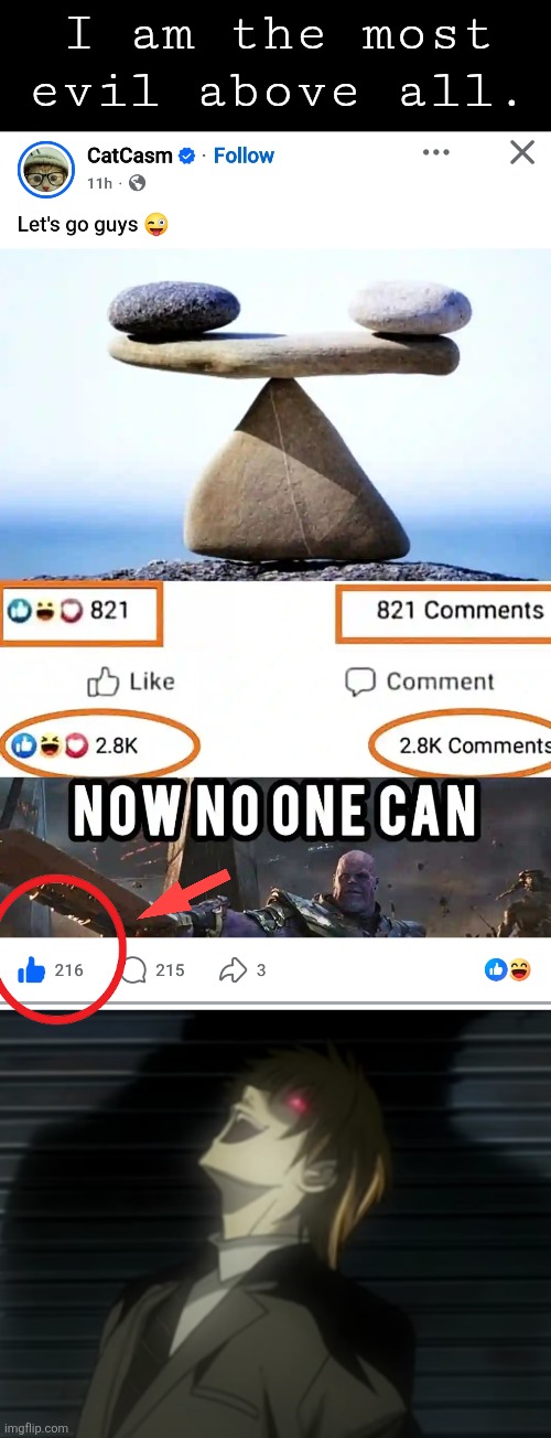 MUHAHAHAHAAAA | I am the most evil above all. | image tagged in screenshot_20260509_132931_facebook jpg,light yagami laugh | made w/ Imgflip meme maker
