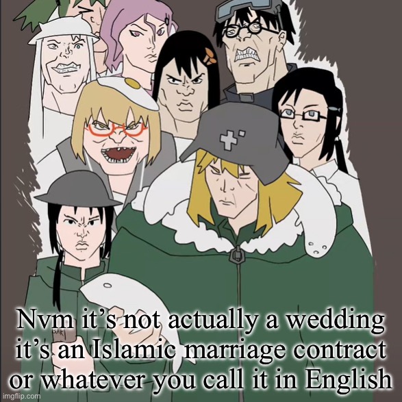 No one cares but I’m still saying it anyway | Nvm it’s not actually a wedding it’s an Islamic marriage contract or whatever you call it in English | image tagged in yuuri holding a fish | made w/ Imgflip meme maker
