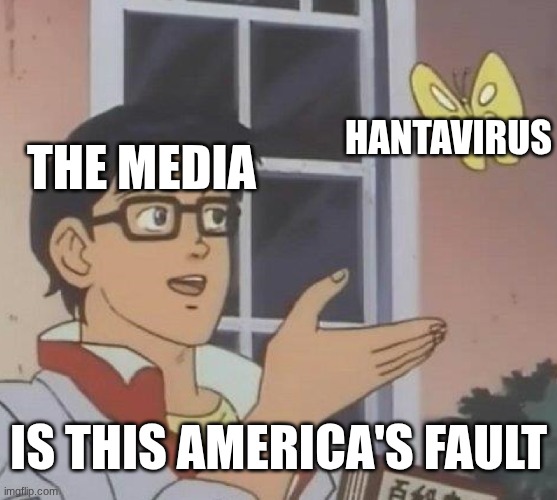 Not falling for hantavirus bs | hantavirus; the media; is this america's fault | image tagged in memes,is this a pigeon | made w/ Imgflip meme maker