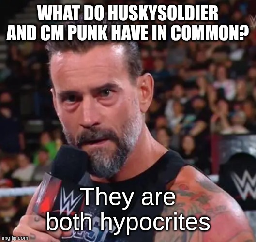 what do HuskySoldier and Cm punk have in common? They are both hypocrites | image tagged in cm punk | made w/ Imgflip meme maker