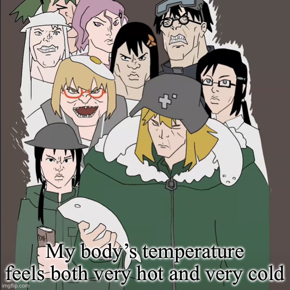 Yuuri holding a fish | My body’s temperature feels both very hot and very cold | image tagged in yuuri holding a fish | made w/ Imgflip meme maker