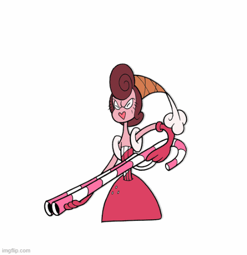 wonderful candy princess with a candy cane gun that shoots cotton candy | image tagged in gifs,guns,cuphead | made w/ Imgflip images-to-gif maker