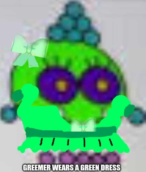 Geemer wearing a green dress Blank Meme Template