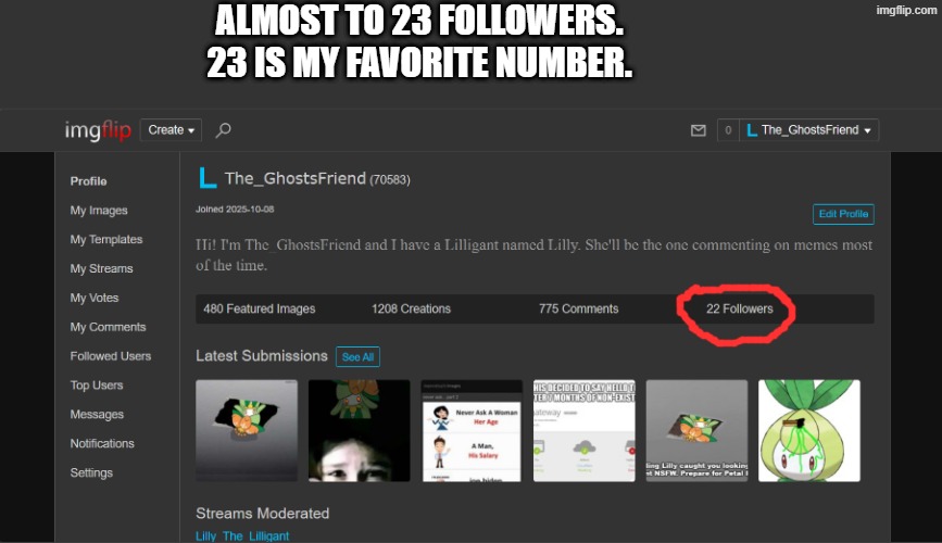 Almost to 23 | Almost to 23 Followers. 23 is my favorite number. | image tagged in followers,imgflip | made w/ Imgflip meme maker