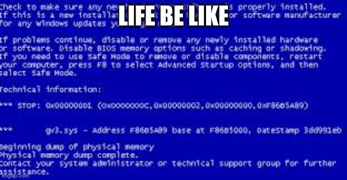 error | life be like | image tagged in windows error message,real life | made w/ Imgflip meme maker