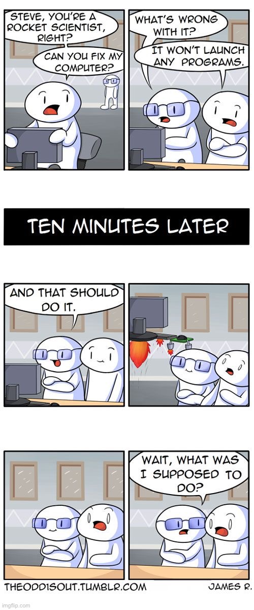 The Odd 1s Out | image tagged in comics,the odd 1s out,computer,fix,drone,not what he asked for | made w/ Imgflip meme maker