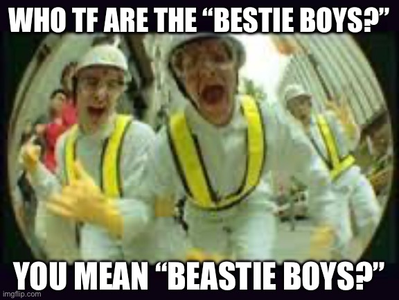 Who tf are the “bestie boys?” You mean “beastie boys?” | image tagged in beastie boys | made w/ Imgflip meme maker
