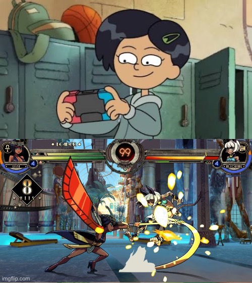 Marcy plays Skullgirls on the Nintendo Switch | image tagged in amphibia,deviantart,disney,marcy wu,skullgirls,nintendo switch | made w/ Imgflip meme maker