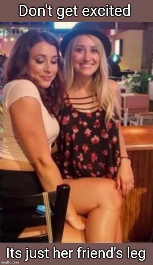 Don't get excited Its just her friend's leg | made w/ Imgflip meme maker