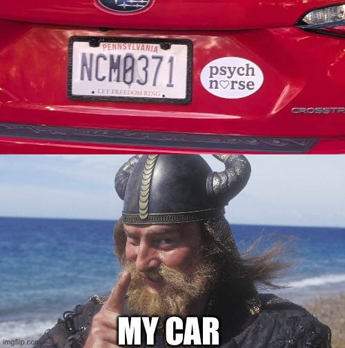 Psych Norse | My car | image tagged in hell yes viking,norway,nurse,psych,bumper sticker,you had one job | made w/ Imgflip meme maker
