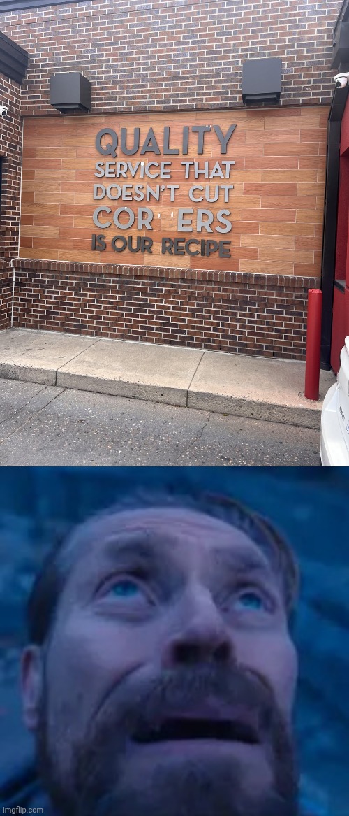*Corners | image tagged in willem defoe godzilla,corners,corner,memes,you had one job,building | made w/ Imgflip meme maker