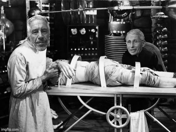 Epstein & Fauci in Frankenstein's lab | image tagged in epstein fauci in frankenstein's lab | made w/ Imgflip meme maker