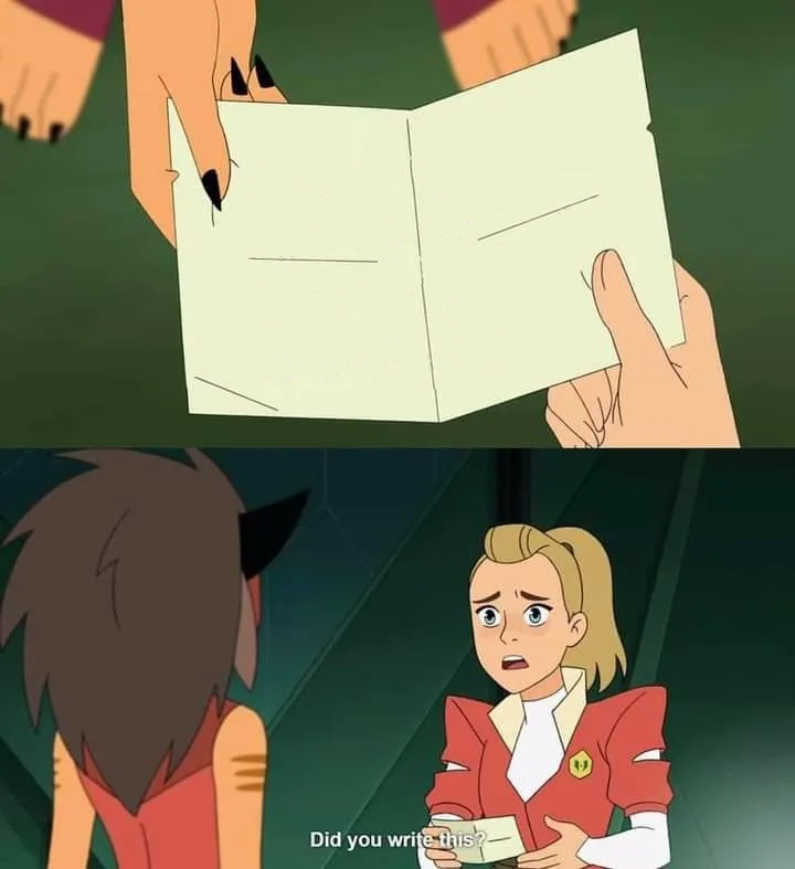 Catra to Adora note Blank Meme Template