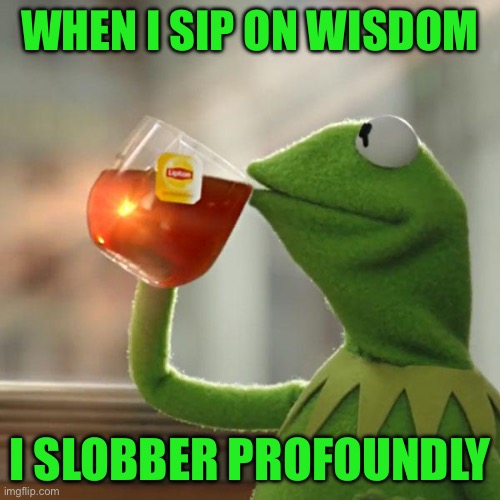 But That's None Of My Business Meme | When I sip on wisdom; I slobber profoundly | image tagged in memes,but that's none of my business,kermit the frog | made w/ Imgflip meme maker