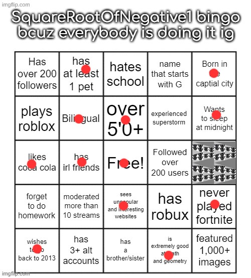 sqrt-1bingo | image tagged in sqrt-1bingo | made w/ Imgflip meme maker
